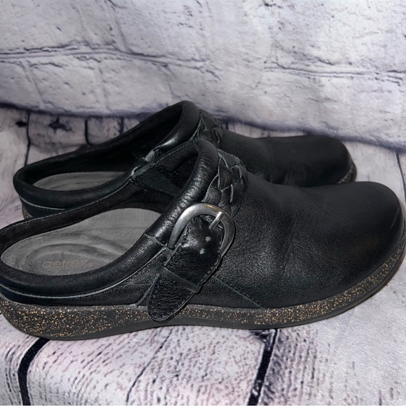 Aetrex Libby Braided Clogs in Black Leather Size 7.5 - Picture 5 of 9
